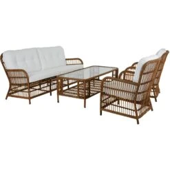 Brafab Anemon Lounge-Set 5 Sitzplätze, Natur/Weiß