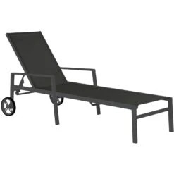 Brafab Leone Sonnenliege Aluminium , Matt Black / Grau