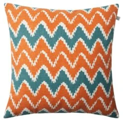 Ikat Bangalore Outdoor-Kissen 50x50 Cm, Apricot Orange/Heaven Blue