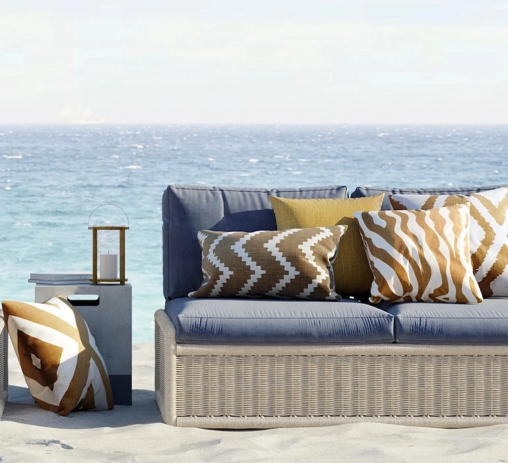 Ikat Sema Kissen 40x60 Cm Im Freien Nutzbar, Shitake / Off-white 2 Ikat Sema Kissen 40x60 Cm Im Freien Nutzbar, Shitake / Off-white – Bild 2