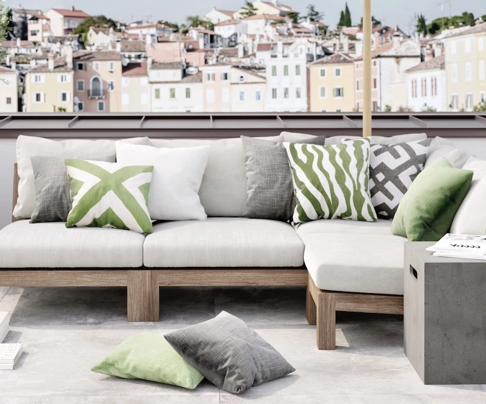 Impal Kissen Im Freien Nutzbar 50x50 Cm, Sage / Off-white 2 Impal Kissen Im Freien Nutzbar 50x50 Cm, Sage / Off-white – Bild 2