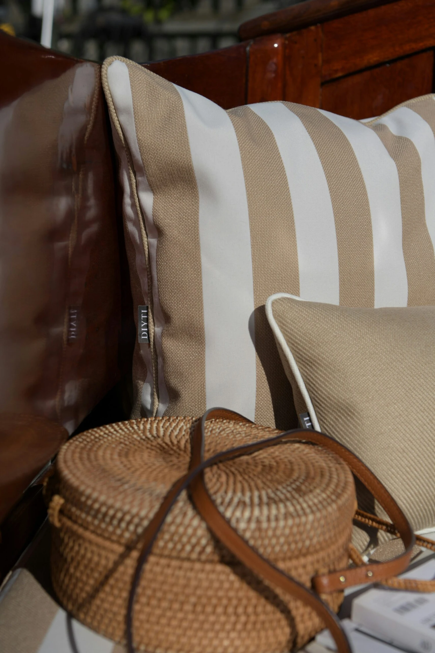 Wide Stripe Kissen 45x45 Cm, Beige 2 Wide Stripe Kissen 45x45 Cm, Beige – Bild 2