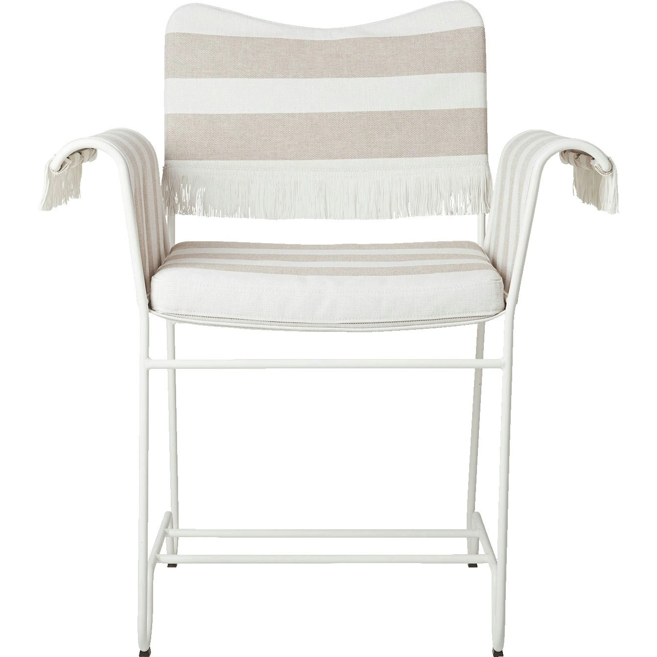Gubi Tropique Esszimmerstuhl Mit Fransen, Classic White Semi Matt / Leslie Stripe 40 1 Gubi Tropique Esszimmerstuhl Mit Fransen, Classic White Semi Matt / Leslie Stripe 40