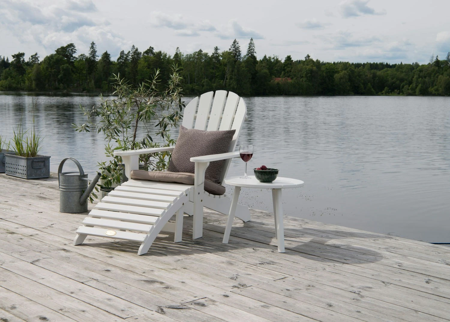 Tennessee Liegestuhl Mit Fußhocker, Weiß 2 Tennessee Liegestuhl Mit Fußhocker, Weiß – Bild 2