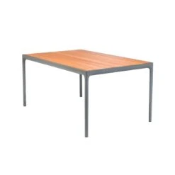 Four Esstisch Dunkelgrau Aluminium / Bambus-Lamellen, 160x90 Cm